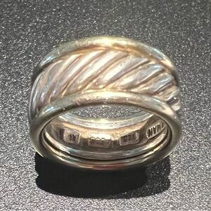 David Yurman Silver and Gold Twisted Band Ring